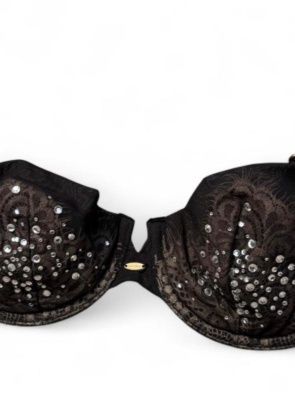 Victoria's Secret Very Sexy Sheer Black Lace Rhinestone Push-Up Bra
